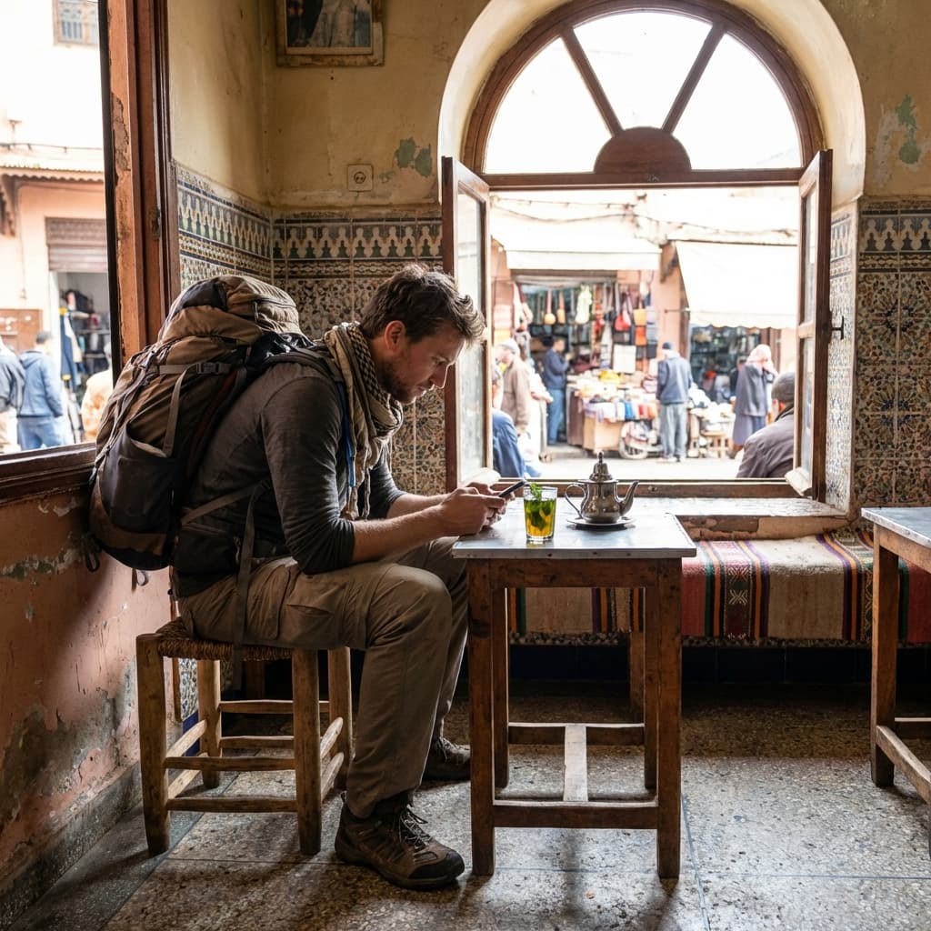 Voyageur connecté au Maroc